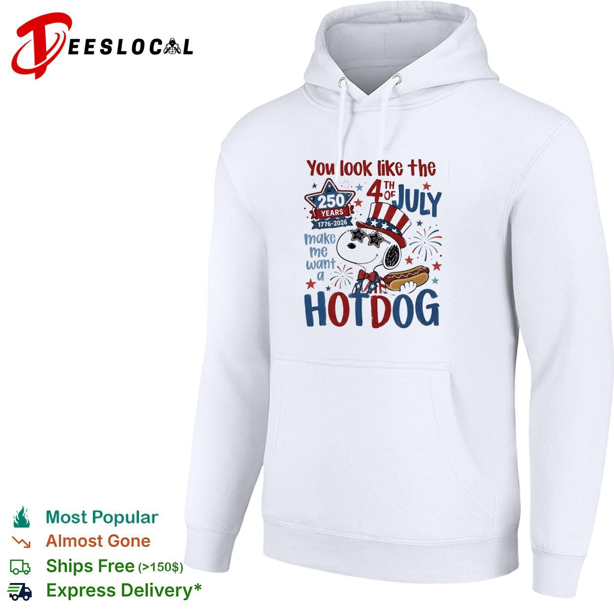 Snoopy You look like the 4th of July cartoon beagle hot dog humor shirt