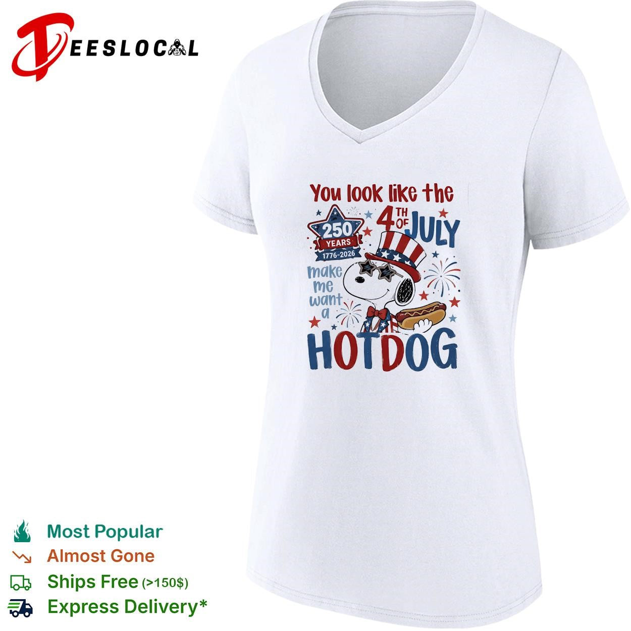 Snoopy You look like the 4th of July cartoon beagle hot dog humor shirt