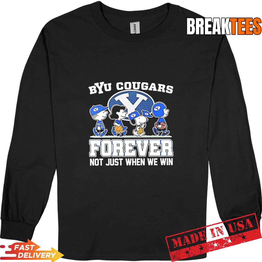 Snoopy and Charlie Brown Friends Byu Cougars Forever Not Just When We Win T-Shirt