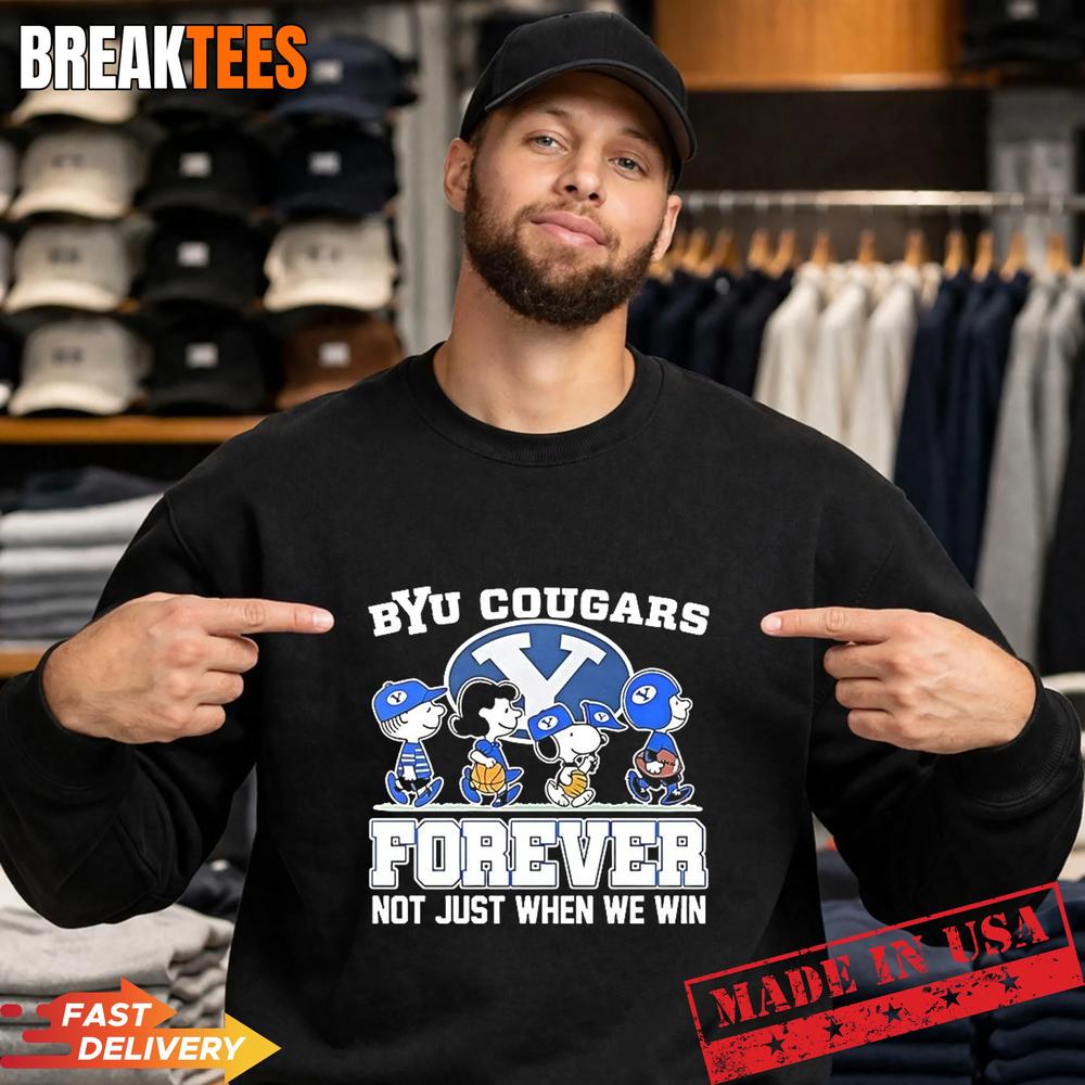 Snoopy and Charlie Brown Friends Byu Cougars Forever Not Just When We Win T-Shirt