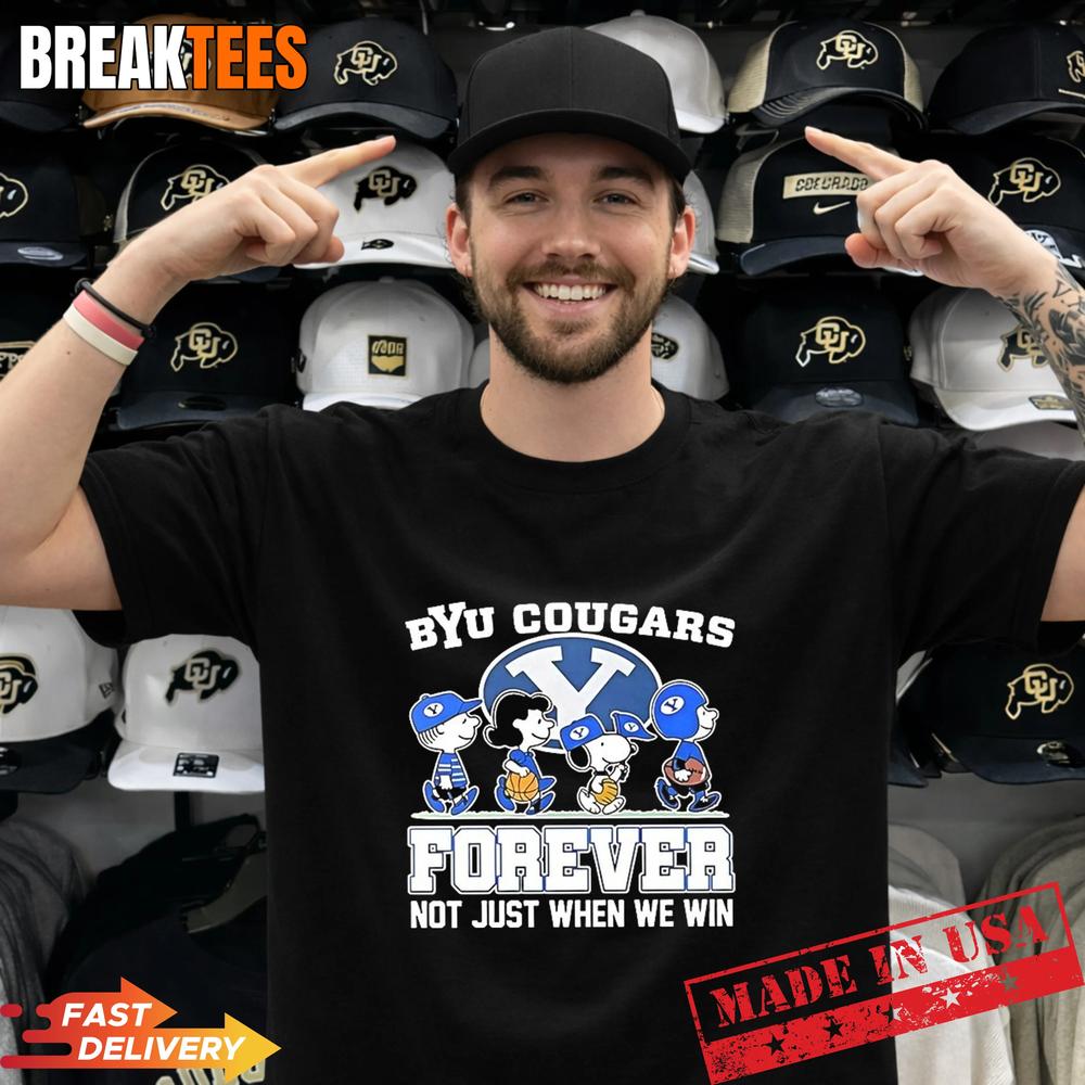 Snoopy and Charlie Brown Friends Byu Cougars Forever Not Just When We Win T-Shirt