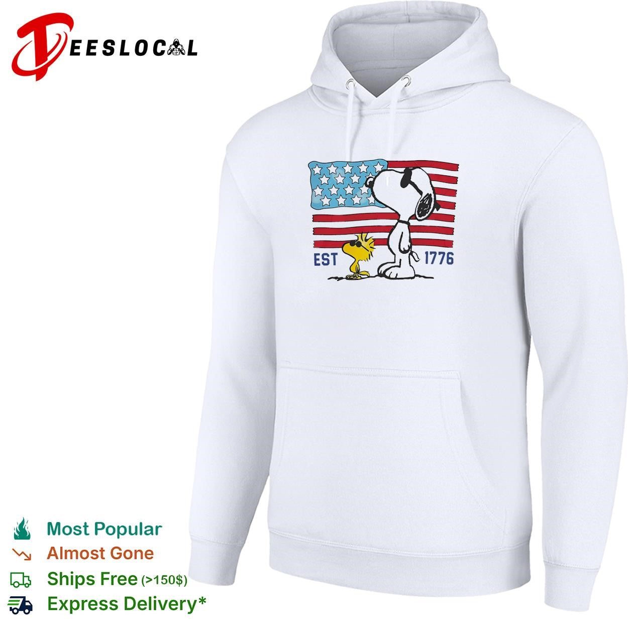 Snoopy and Woodstock USA flag est 1776 patriotic Peanuts shirt