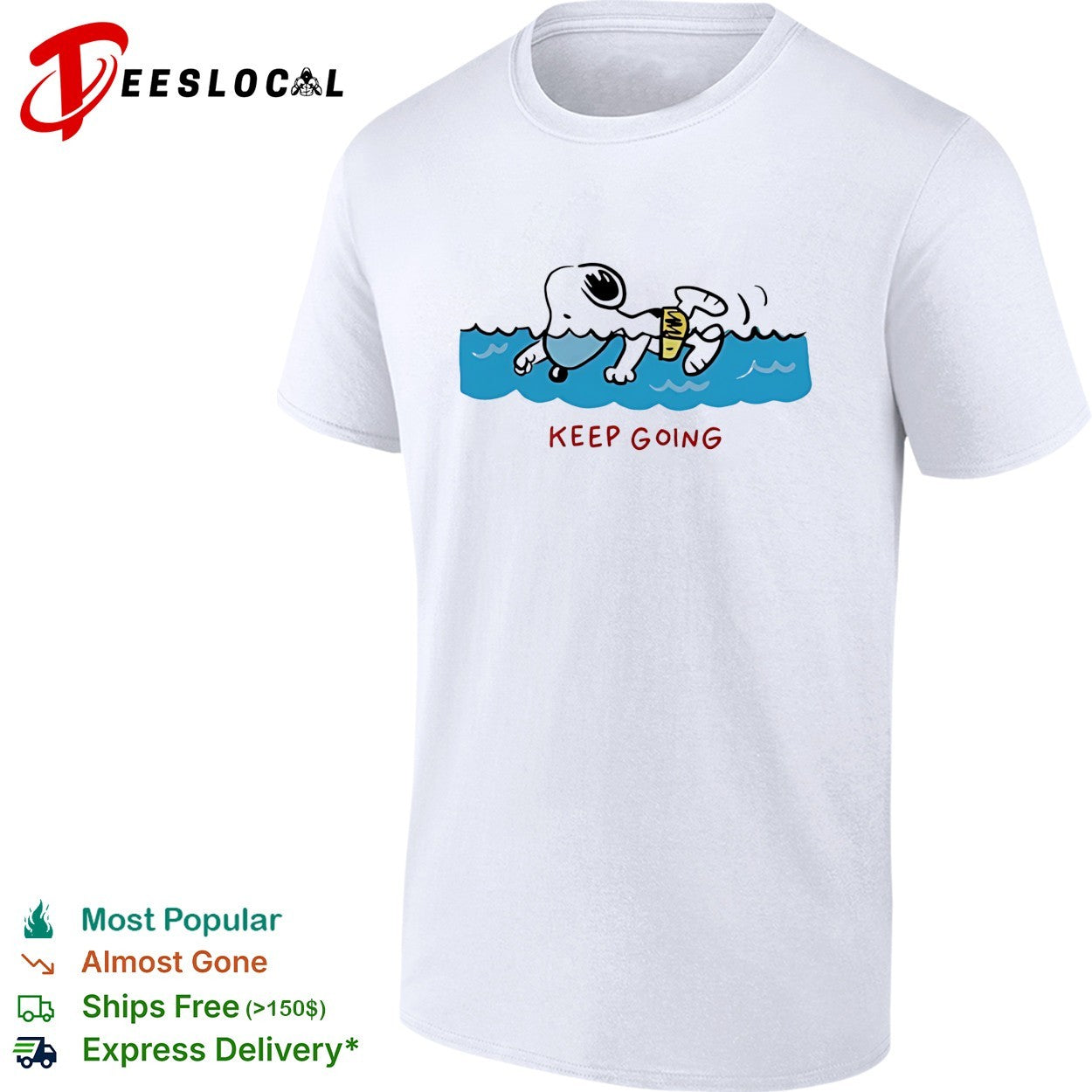 Snoopy swimming keep going Peanuts inspirational shirt