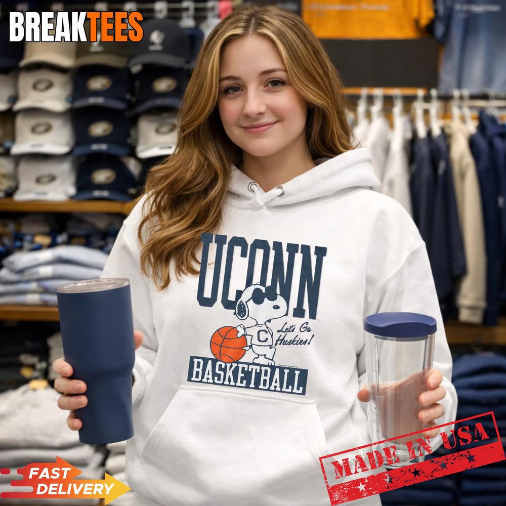 Snoopy x UConn Let’s Go Huskies Basketball T-Shirt