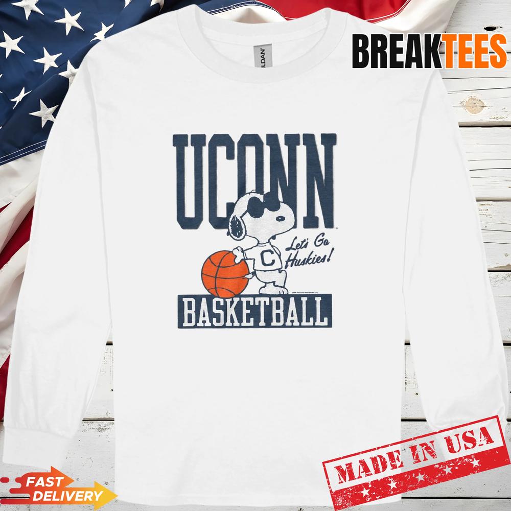 Snoopy x UConn Let’s Go Huskies Basketball T-Shirt