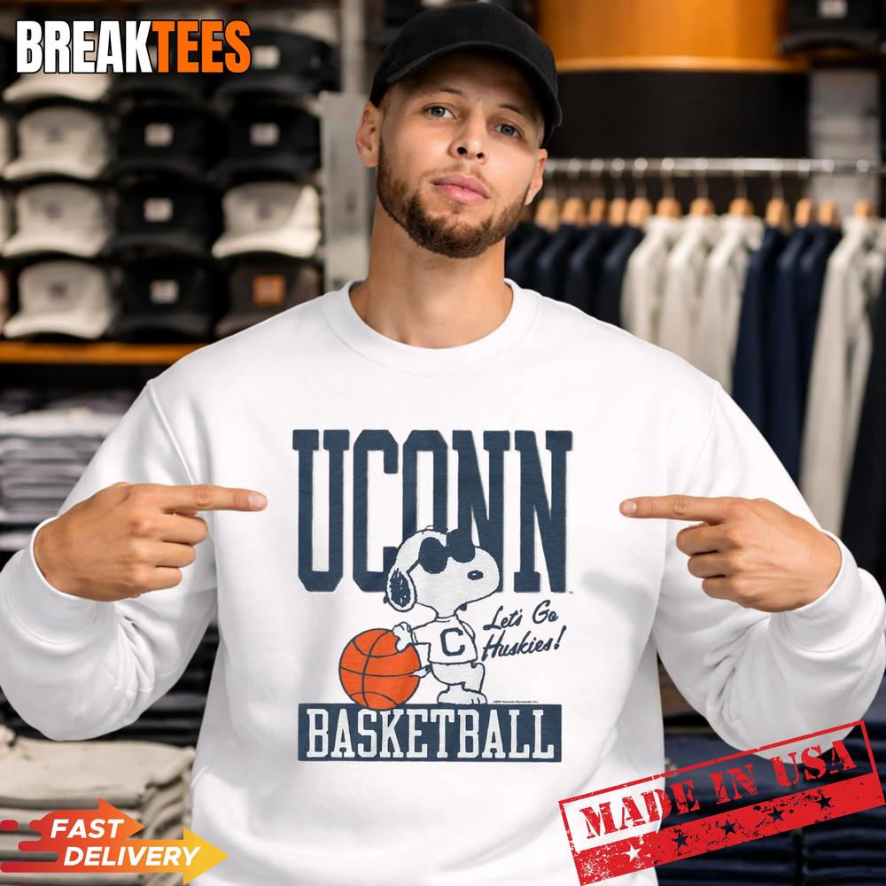 Snoopy x UConn Let’s Go Huskies Basketball T-Shirt