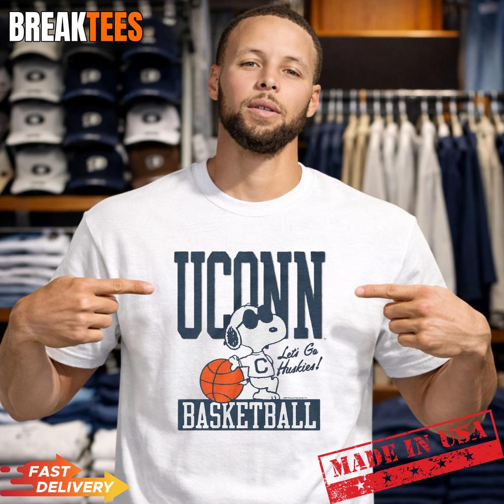 Snoopy x UConn Let’s Go Huskies Basketball T-Shirt