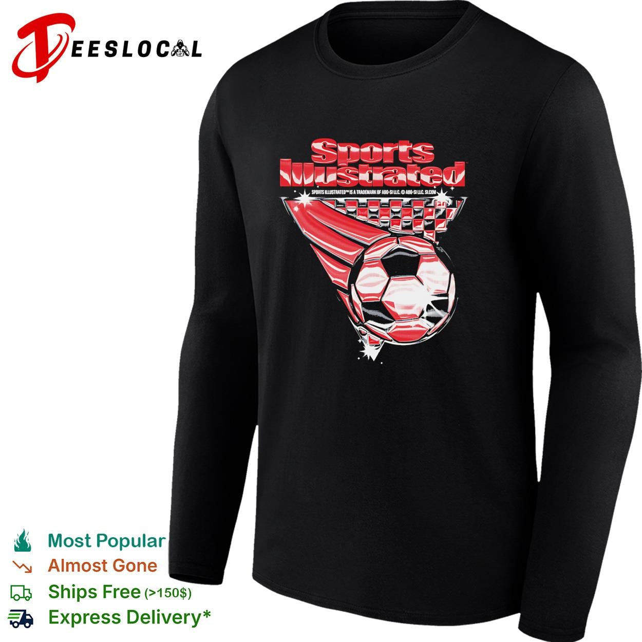 Soccer ball dynamic action sports magazine style graphic shirt