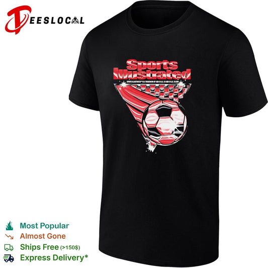 Soccer ball dynamic action sports magazine style graphic shirt