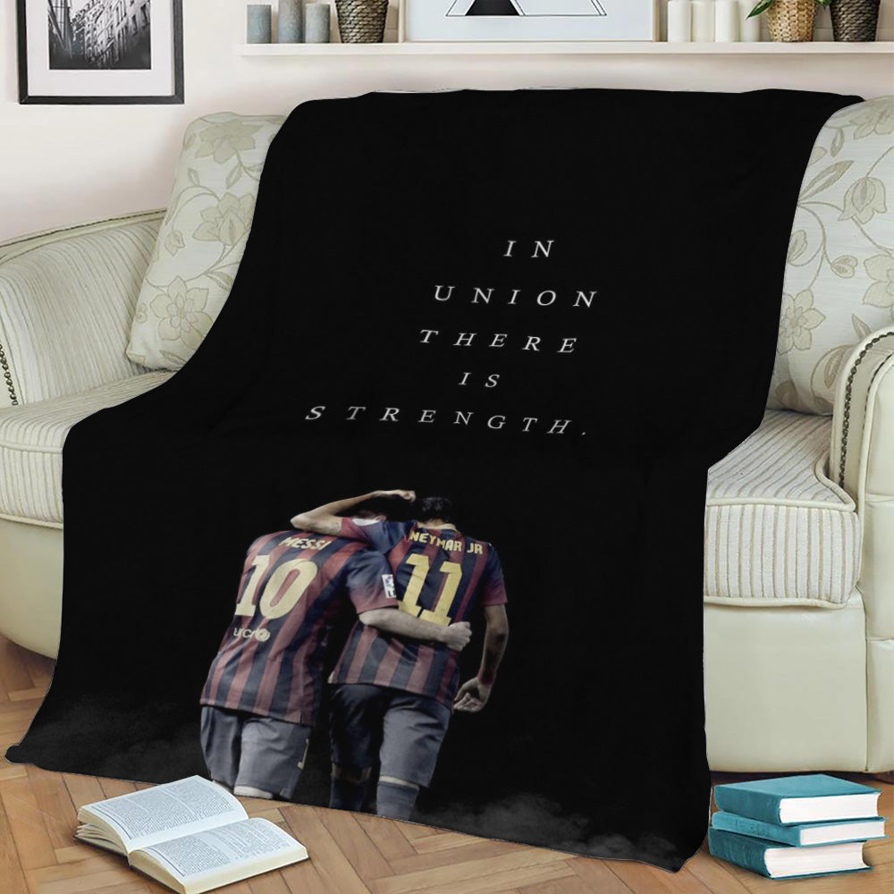 Soccer Messi Neymar Quote Fleece Throw Blanket