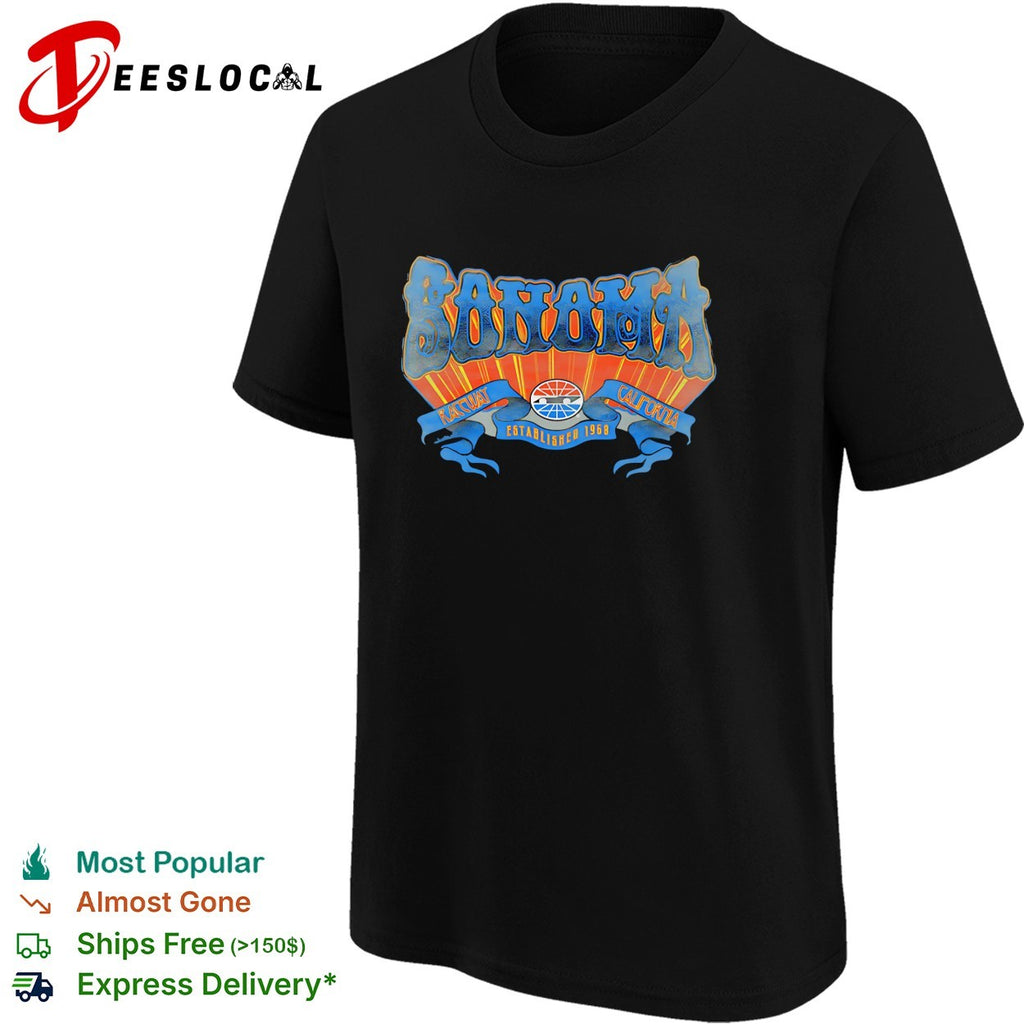 Sonoma Raceway est 1968 Sonoma California vintage sunburst banner retro shirt