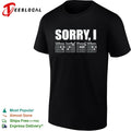Sorry I distressed bold lettering with guitar chord diagrams band graphic shirt