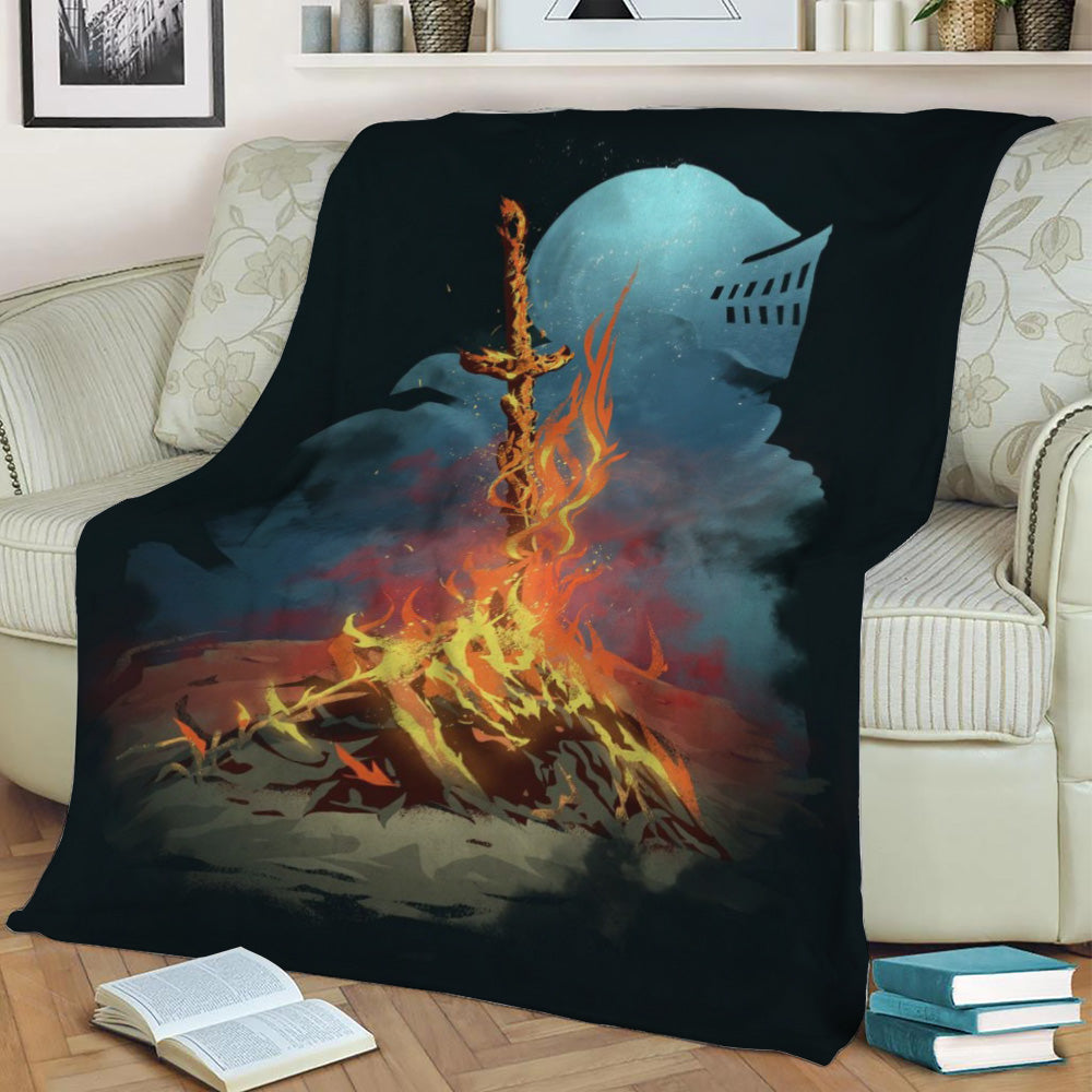 Souls Bonfire Fleece Throw Blanket