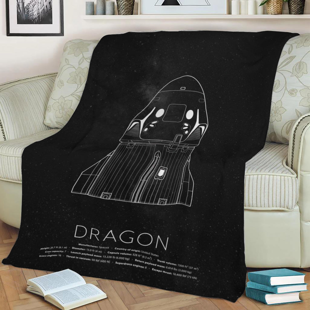 SpaceX Crew Dragon 2 Fleece Throw Blanket