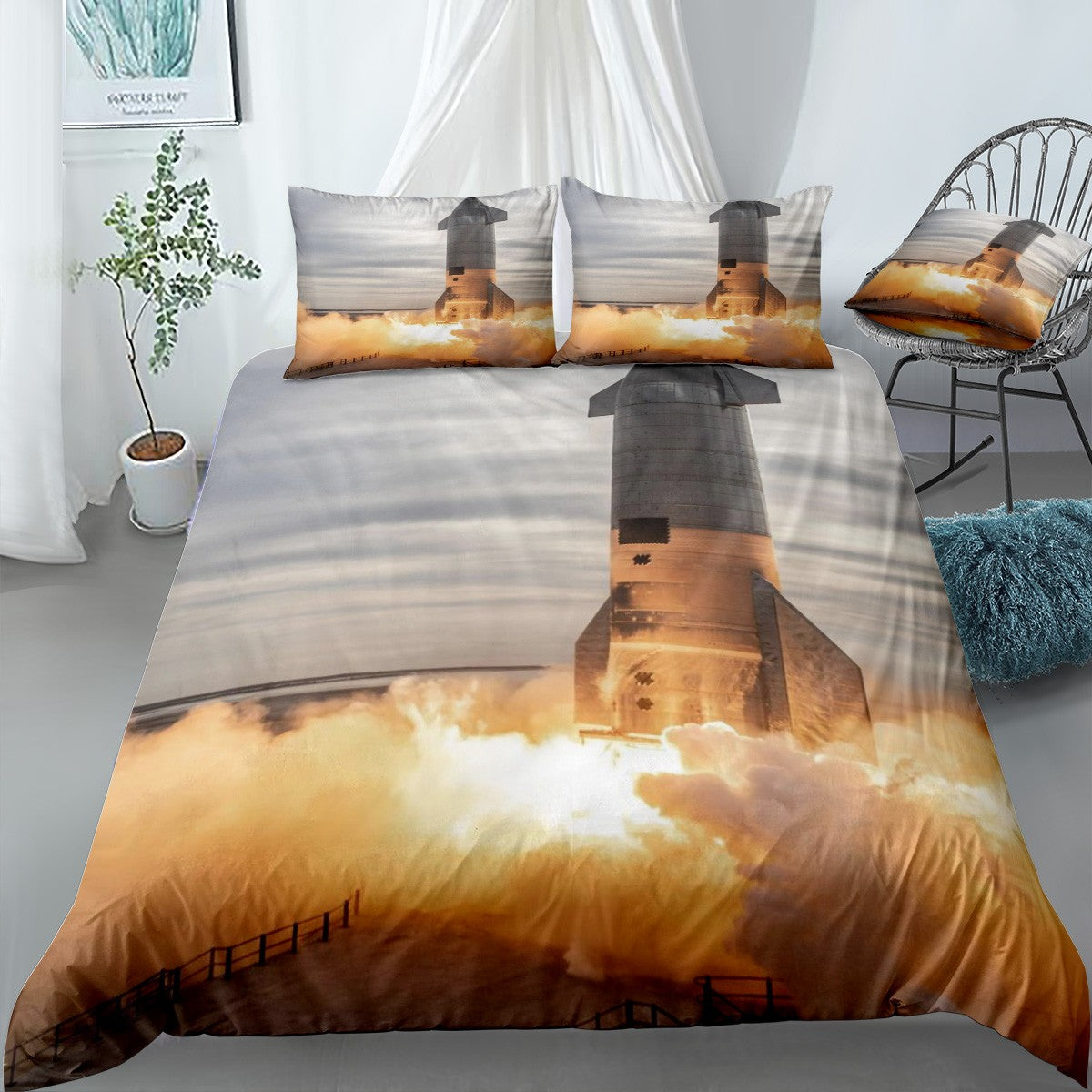 Spacex Starship SN10 Bedding Set (Duvet Cover & Pillow Shams)
