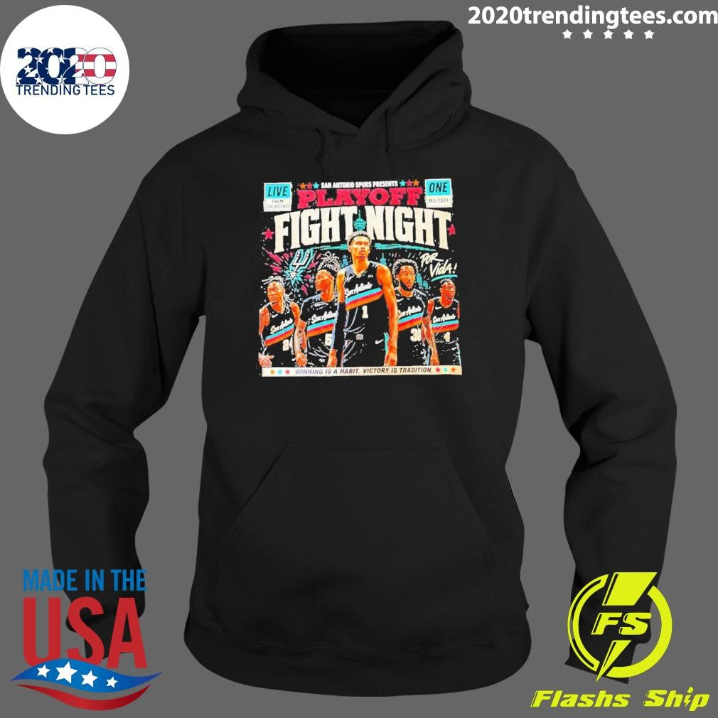 Span Antonio Spurs Presents Playoff Fight Night Winning Is A Habit Victory Is Tradition Shirt
