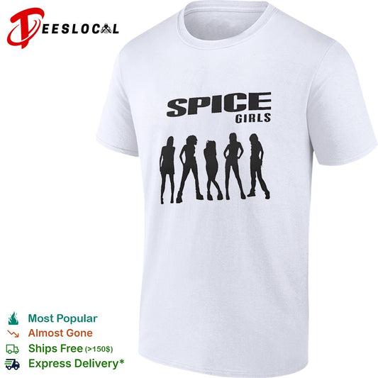 Spice Girls Logo and Silhouette Members Print Minimalist 90s Pop Culture Music shirt