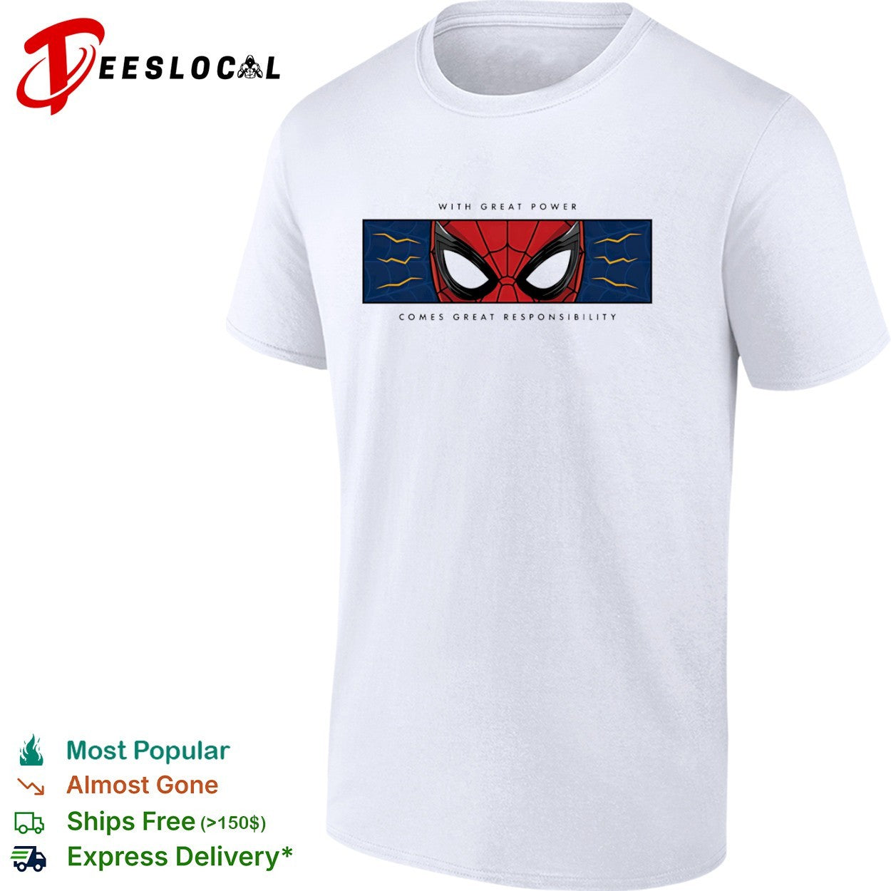 Spider-Man With Great Power Comes Great Responsibility Marvel Superher shirt