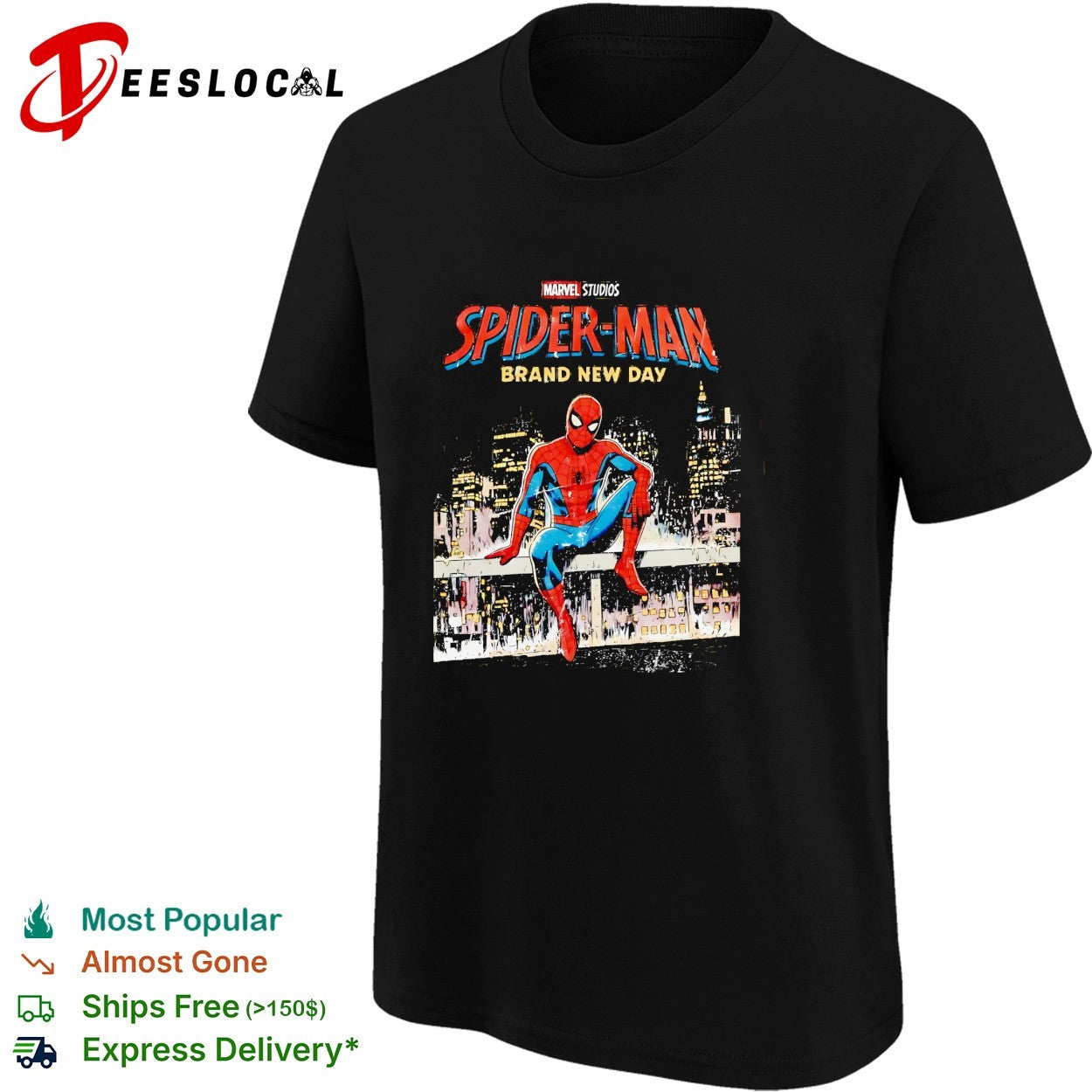 Spider Man sitting Brand New Day Marvel Studios movie poster shirt