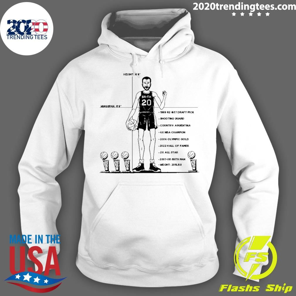Spurs Manu Ginóbili 1999 Rw #57 Draft Pick Shooting Guard 2x All-star Caricature Shirt