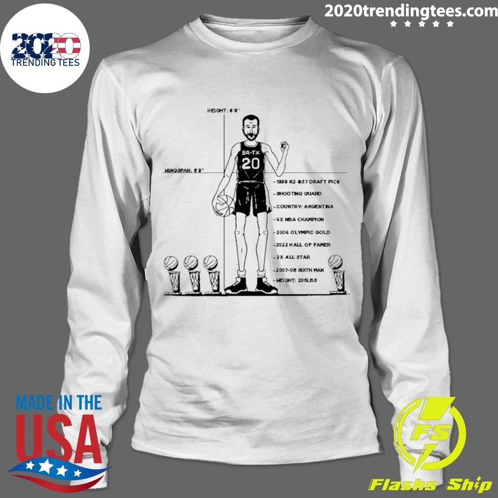 Spurs Manu Ginóbili 1999 Rw #57 Draft Pick Shooting Guard 2x All-star Caricature Shirt