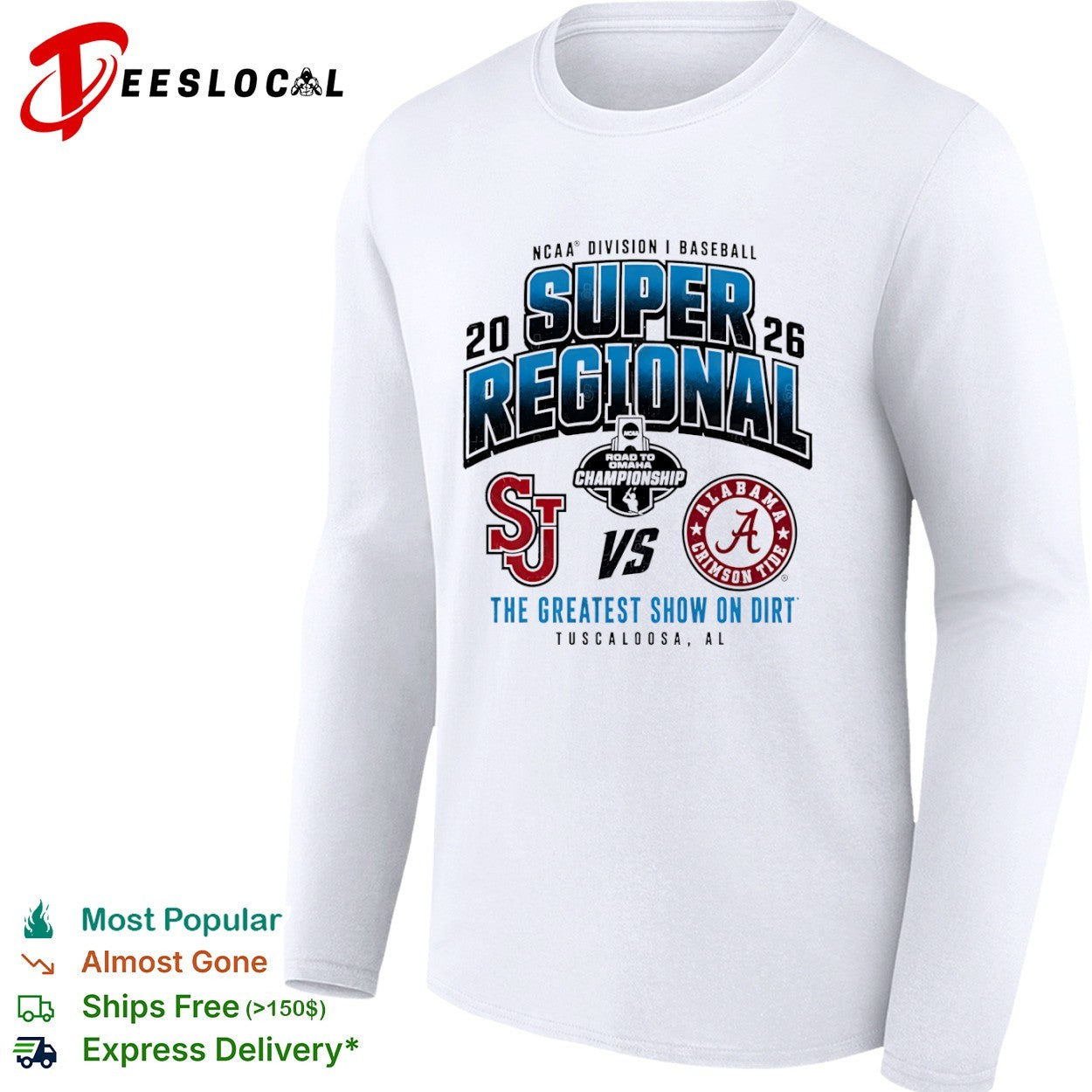 St Johns Red Storm vs Alabama Crimson Tide 2026 NCAA Division I Baseball Super Shirt
