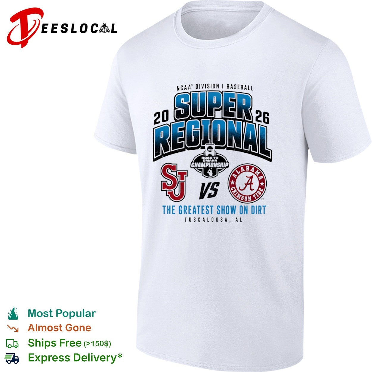 St Johns Red Storm vs Alabama Crimson Tide 2026 NCAA Division I Baseball Super Shirt