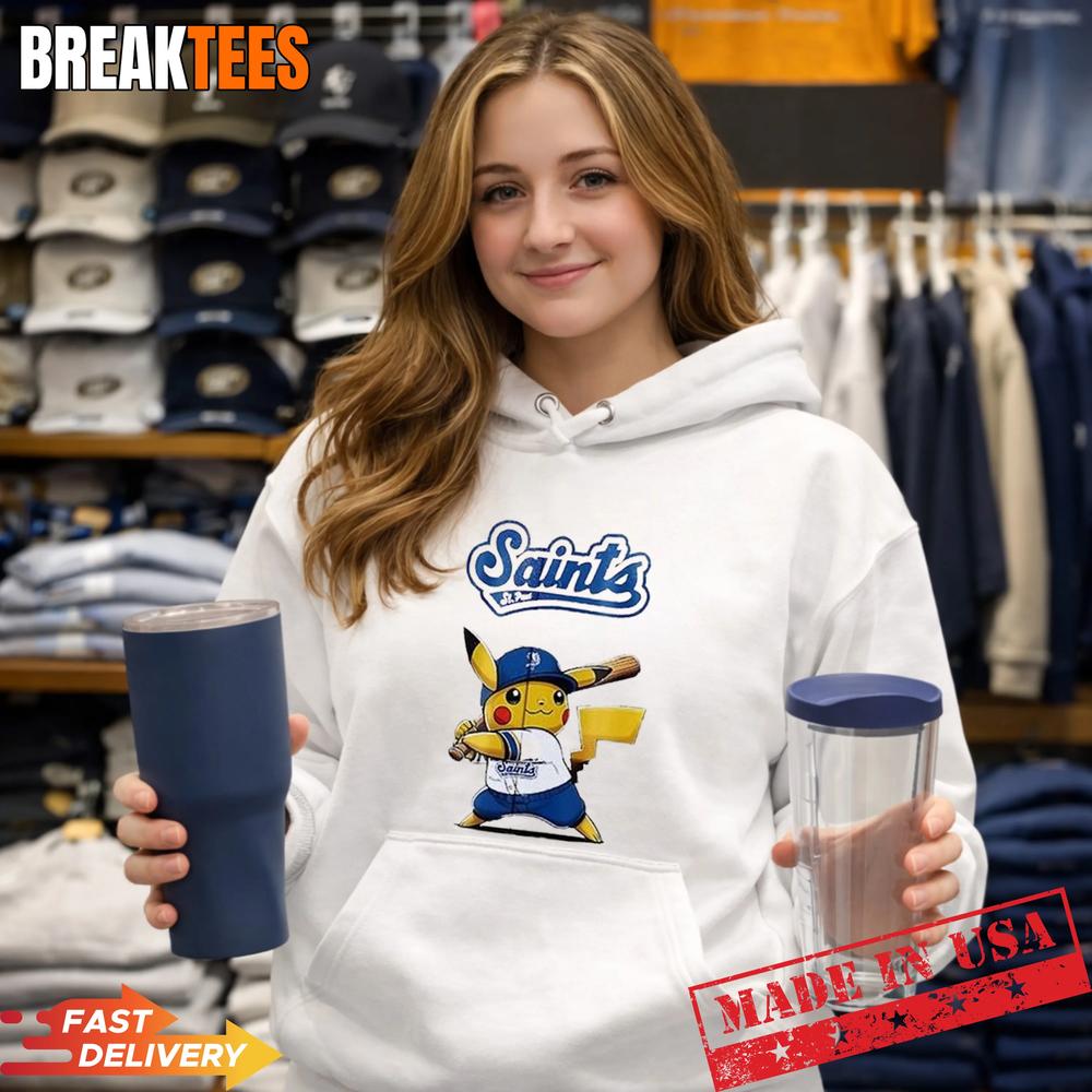 St Paul Saints x Pokemon Pikachu Baseball T-Shirt