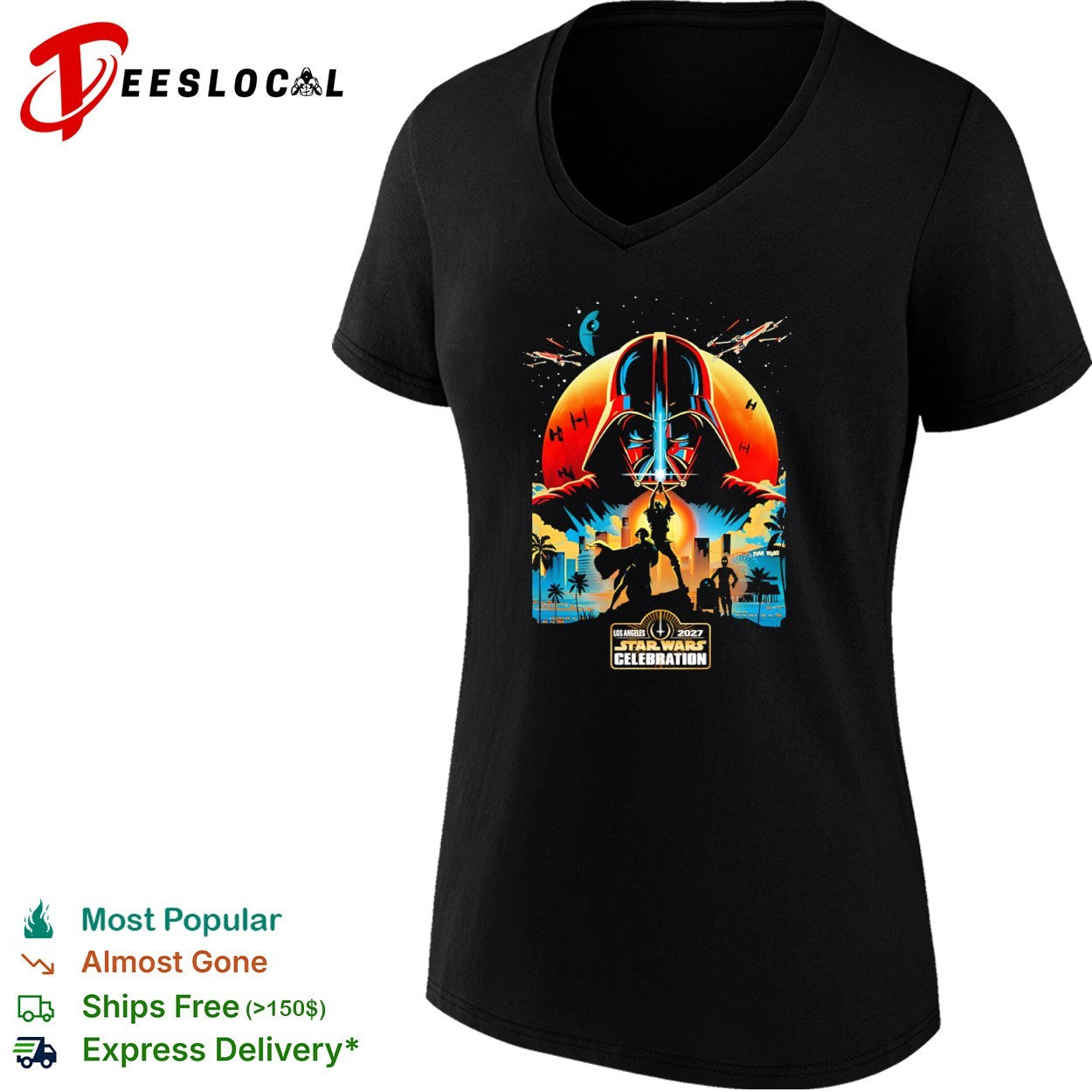 Star Wars Celebration Los Angeles 2027 Darth Vader Luke Skywalker Leia C3PO shirt
