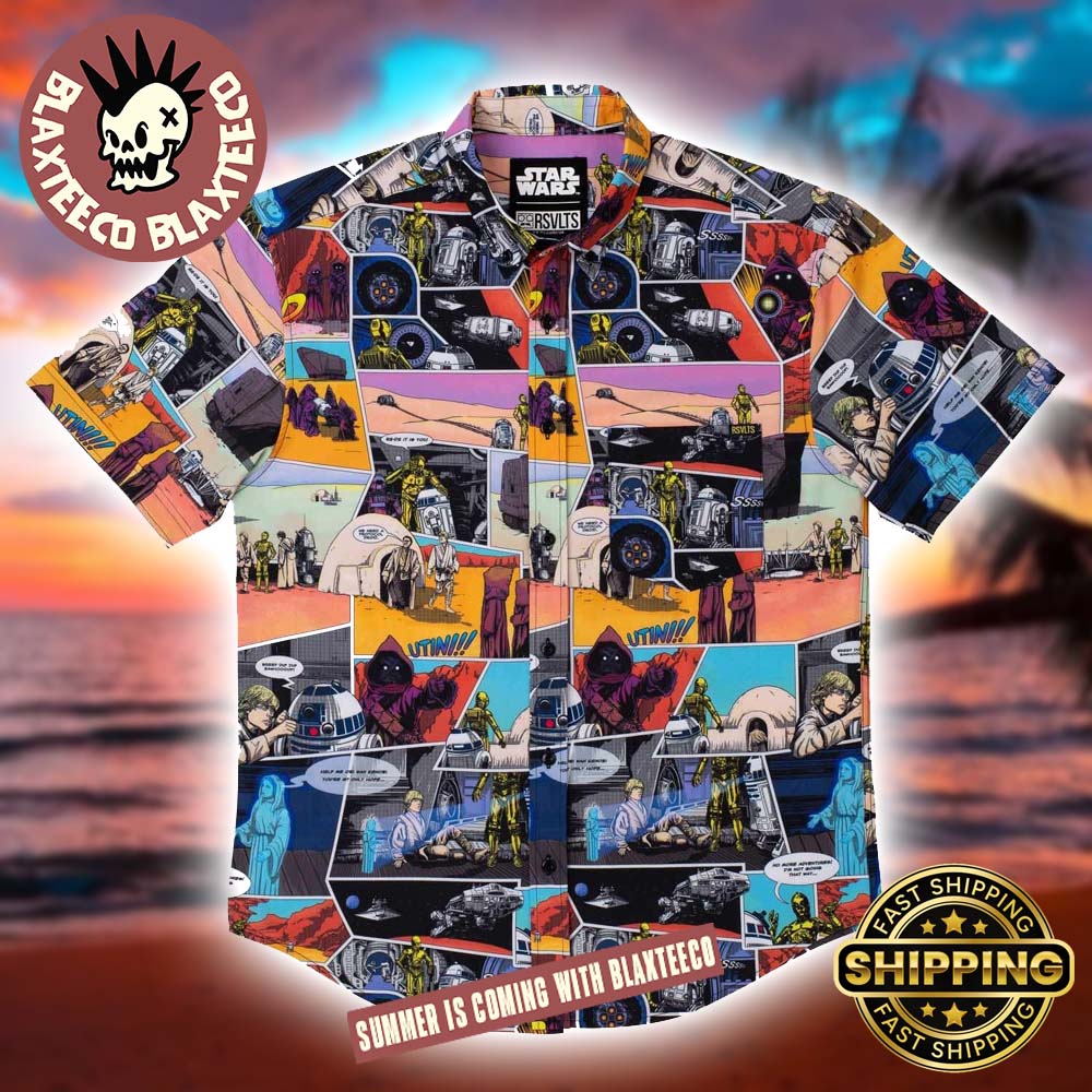 Star Wars RSVLTS A Droid Story Button Short Sleeve Hawaiian Shirt