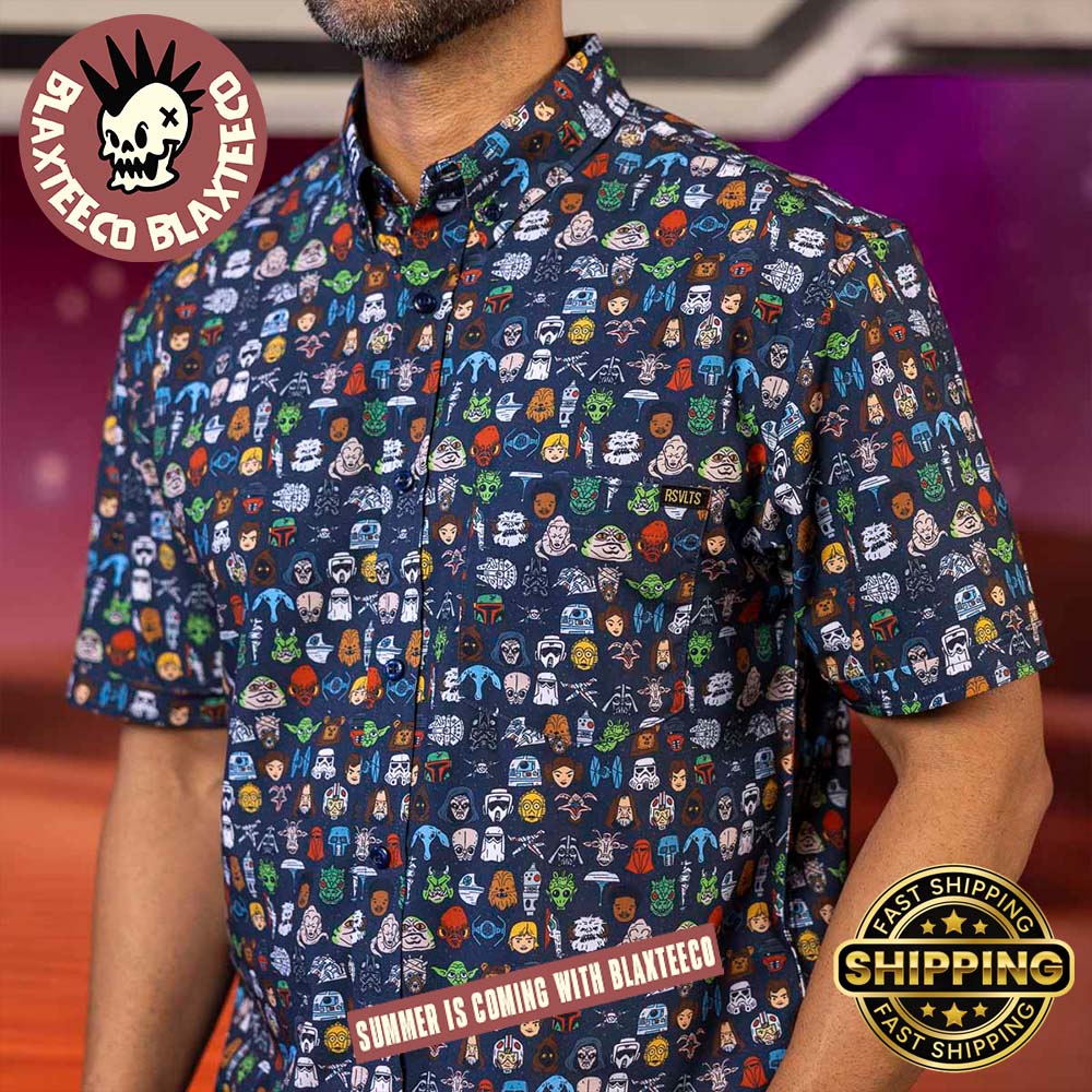Star Wars RSVLTS Cartoon Cosmos Button Short Sleeve Hawaiian Shirt