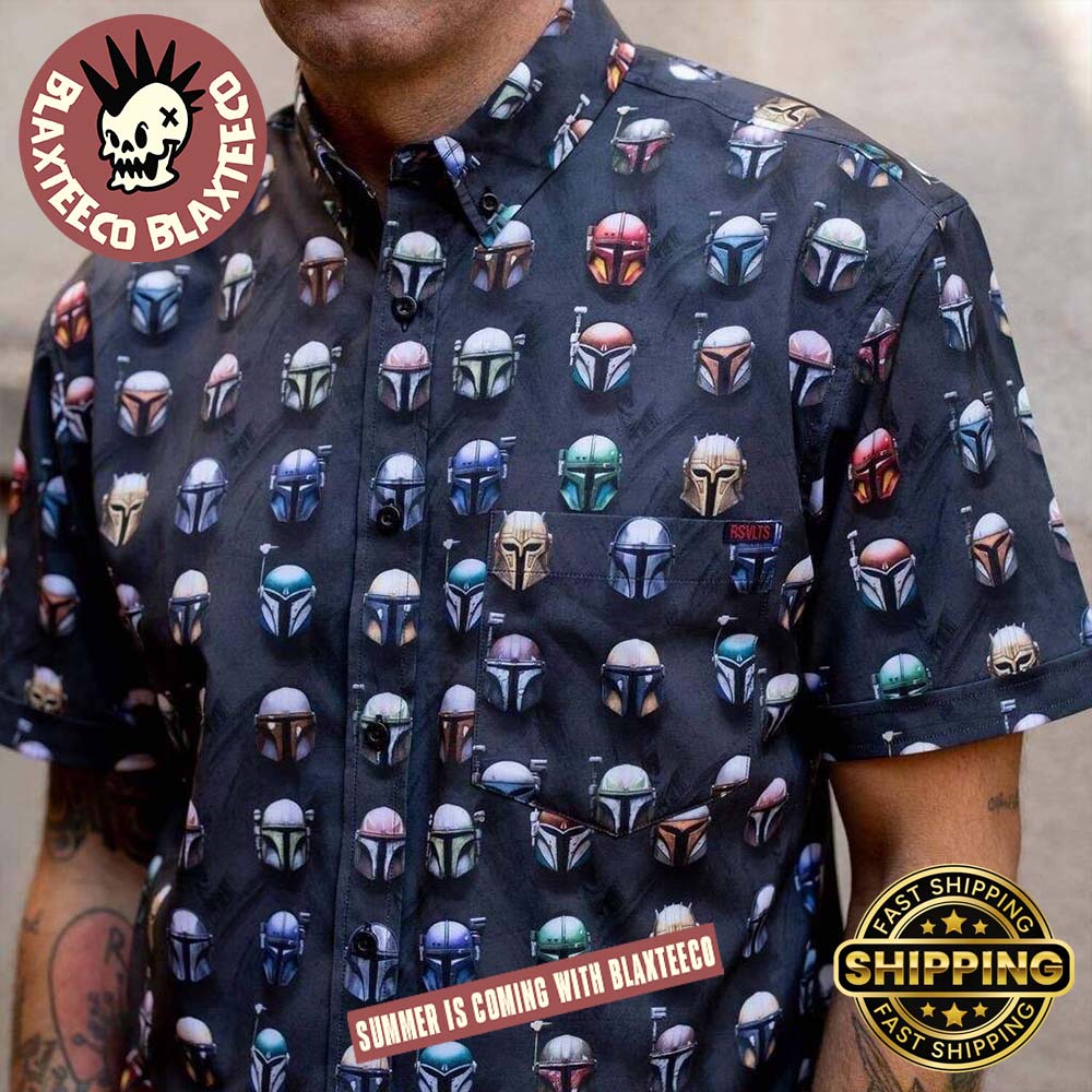 Star Wars RSVLTS Mandalorian Helmets This Is The Way Button Short Sleeve Hawaiian Shirt