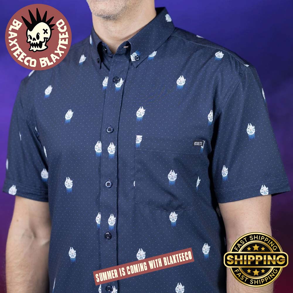Star Wars RSVLTS Millennium Falcon 12 Parsecs Button Short Sleeve Hawaiian Shirt