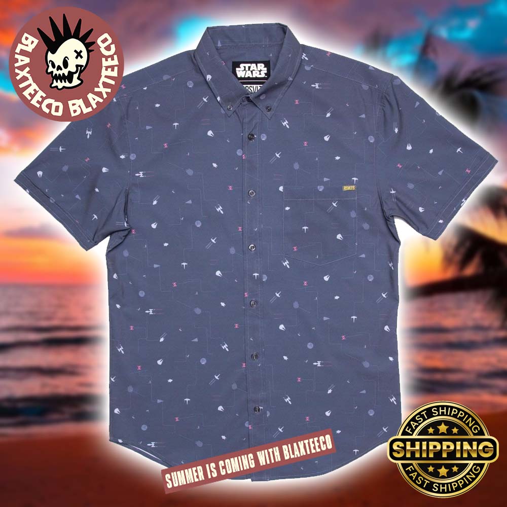 Star Wars RSVLTS Stay on Target Button Short Sleeve Summer Hawaiian Shirt