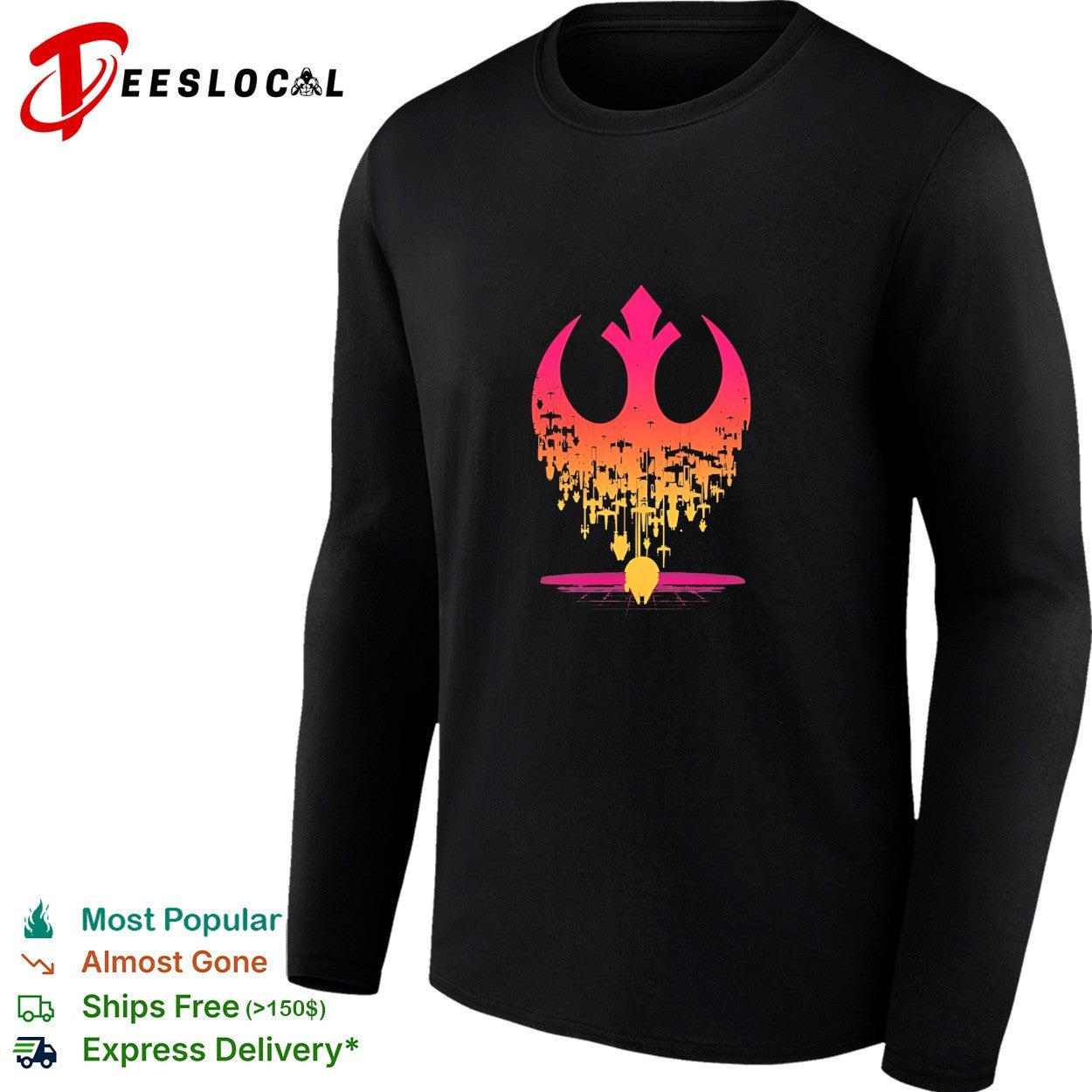 Star Wars Rebel Alliance logo dripping spacecraft neon grid shirt