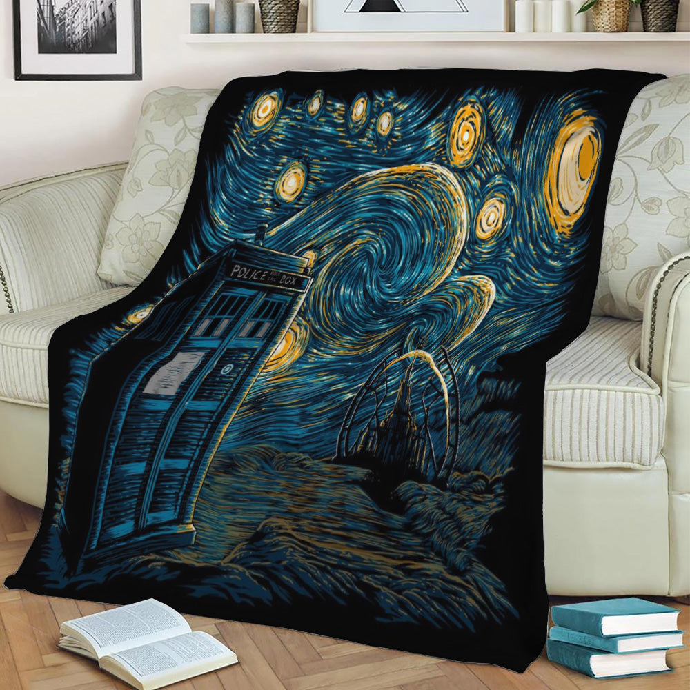 Starry Gallifrey Fleece Throw Blanket