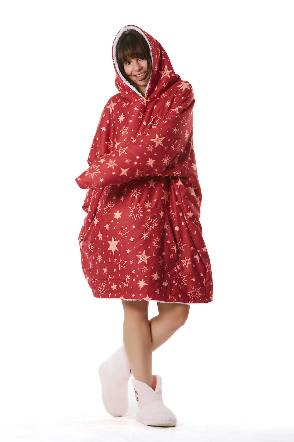 Stars Blanket Hoodie Red
