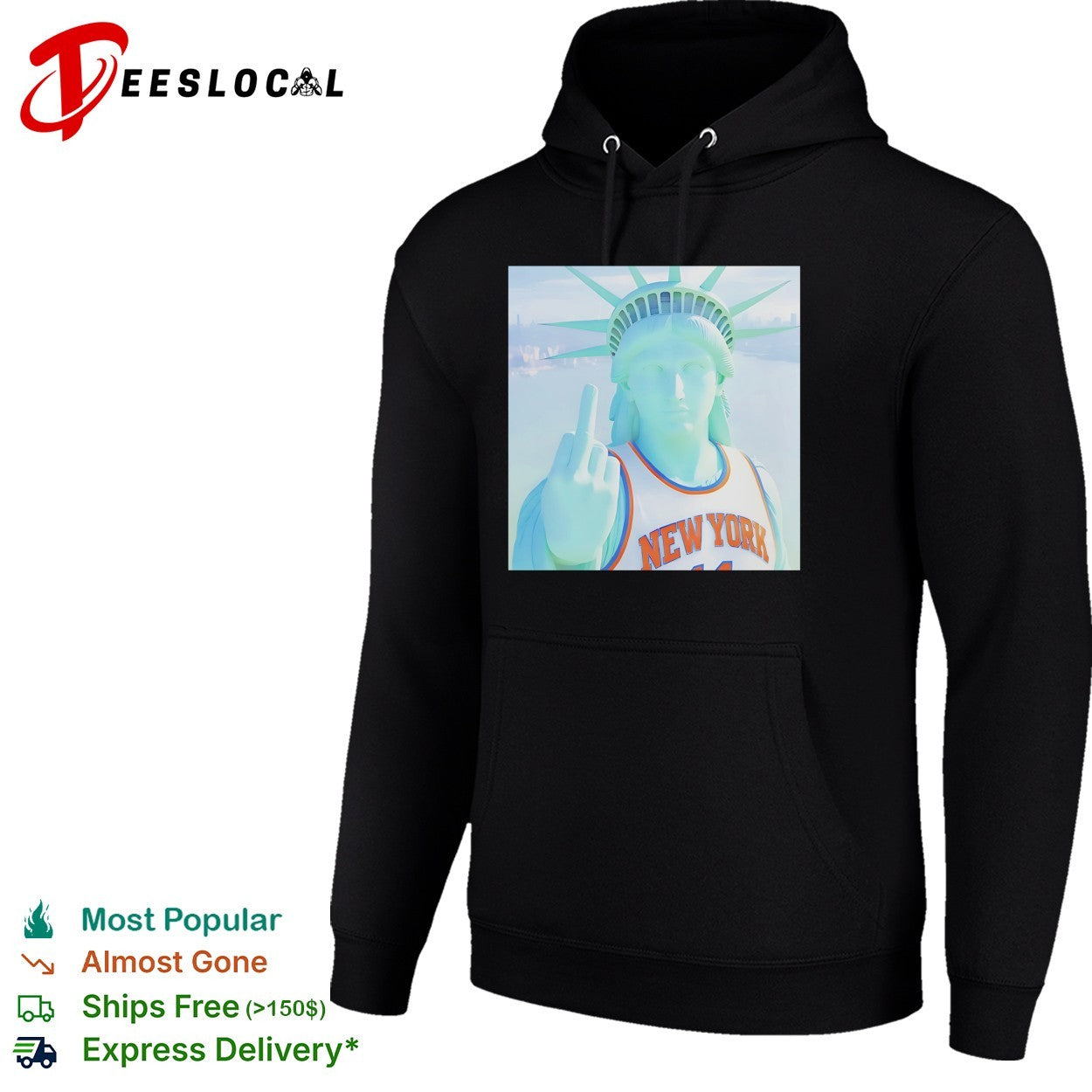 Statue of Liberty New York Knicks jersey bold attitude middle finger art shirt