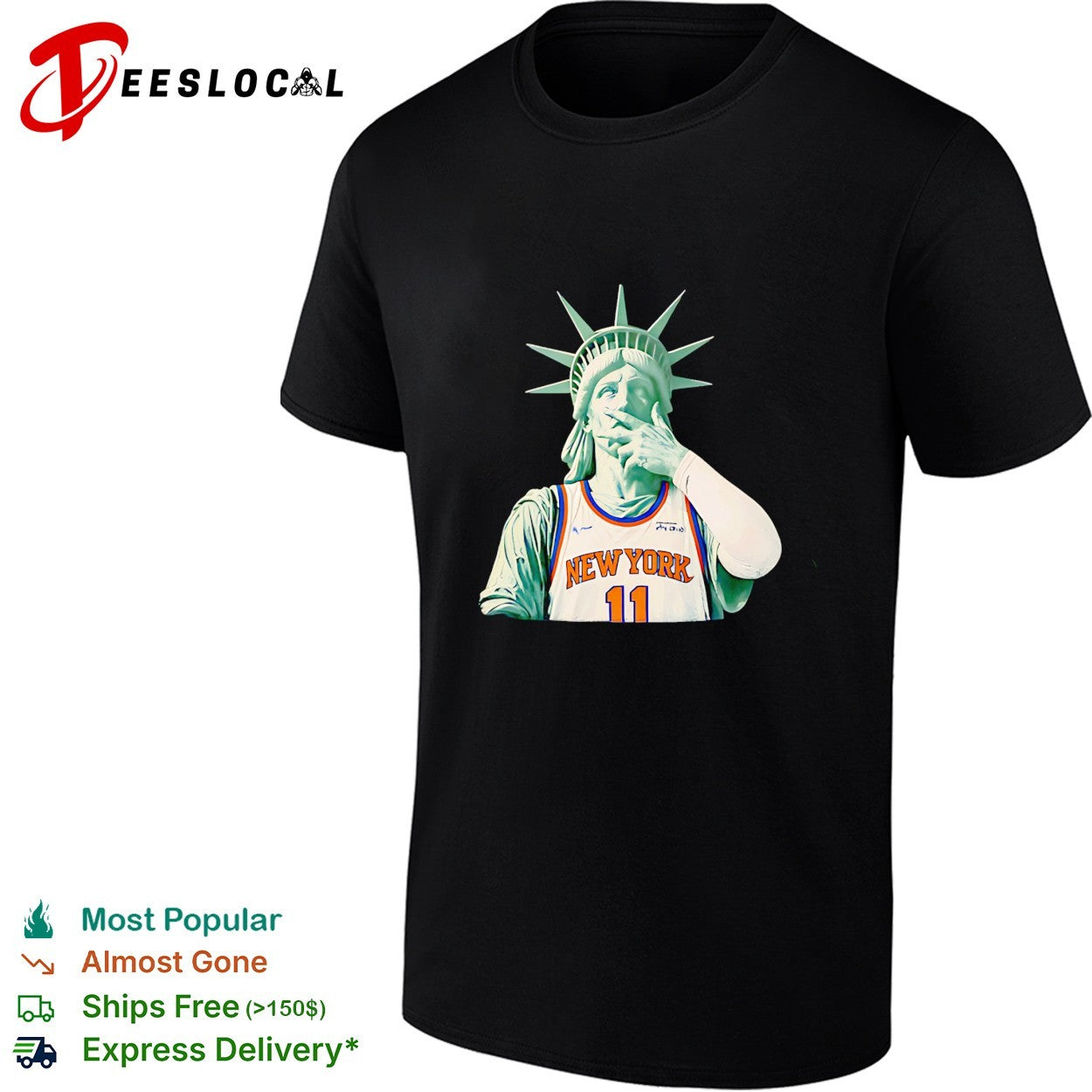 Statue of Liberty as New York Knicks player number 11 smoking gesture graphic shirt