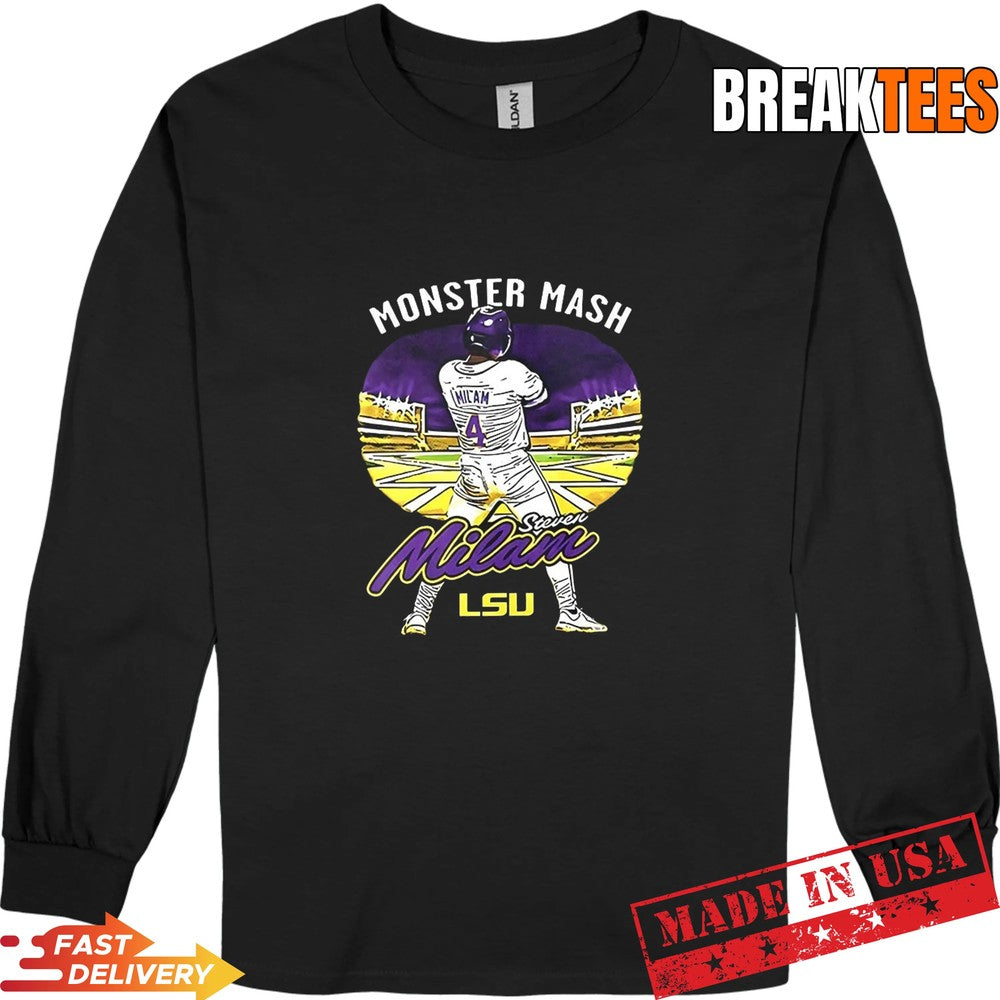 Steven Milam LSU Tigers Monster Mash NIL caricature T-Shirt