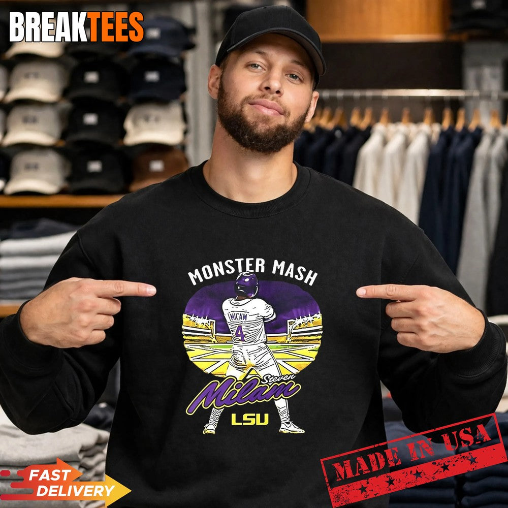 Steven Milam LSU Tigers Monster Mash NIL caricature T-Shirt
