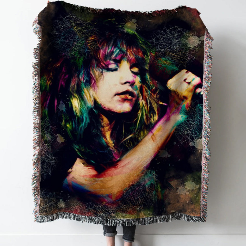 Stevie Nicks Woven Tapestry Throw Blanket with Fringe