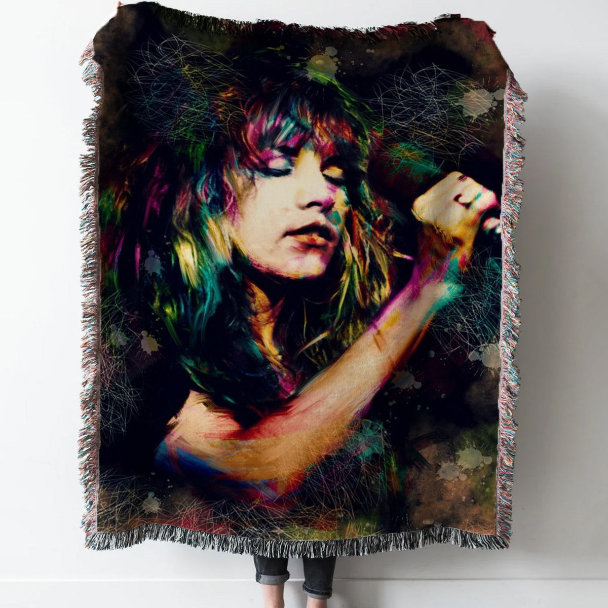 Stevie Nicks Woven Tapestry Throw Blanket with Fringe