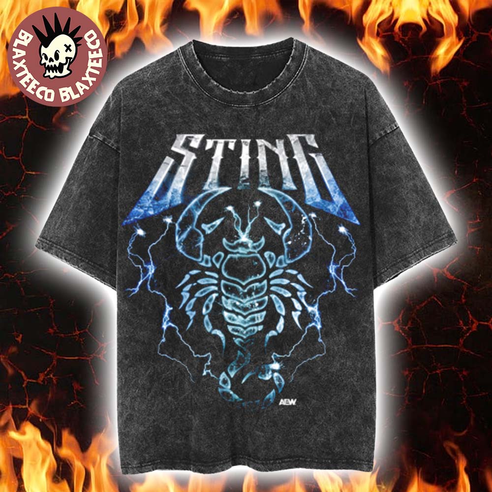 Sting AEW The Icon Lightning Scorpion Vintage Washed Tee