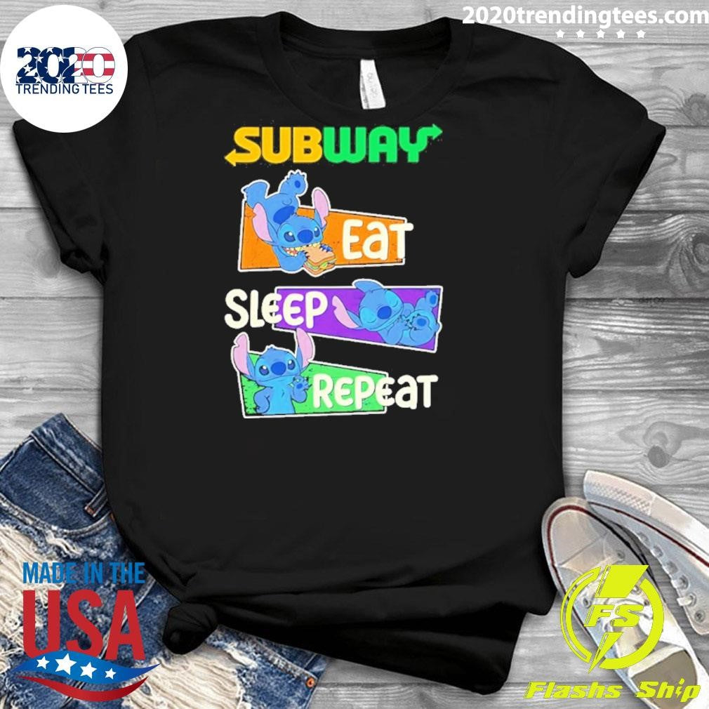 Stitch Eat Sleep Repeat Subway Logo Shirt