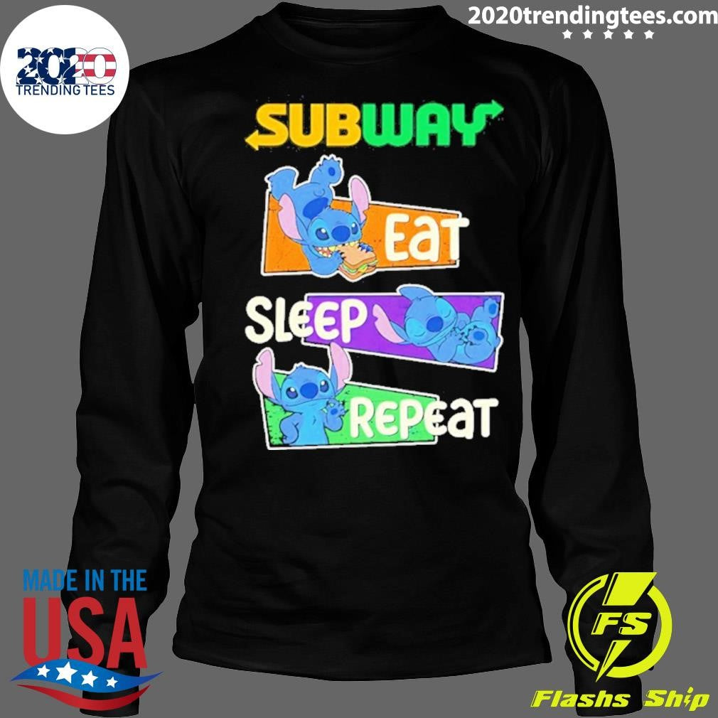 Stitch Eat Sleep Repeat Subway Logo Shirt