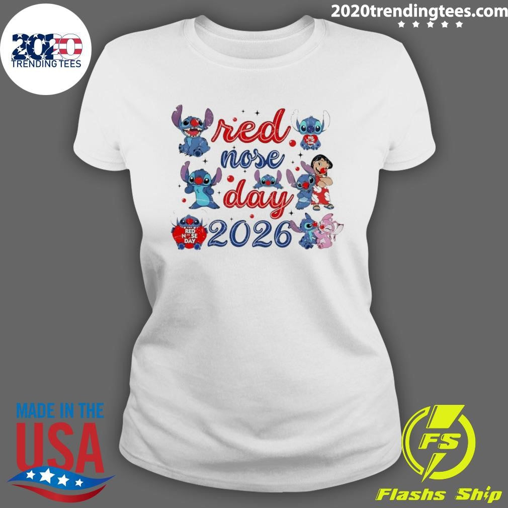 Stitch Red Nose Day 2026 Cartoon Shirt