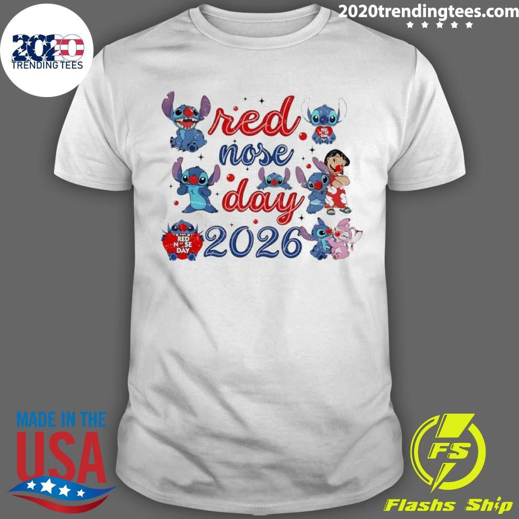 Stitch Red Nose Day 2026 Cartoon Shirt