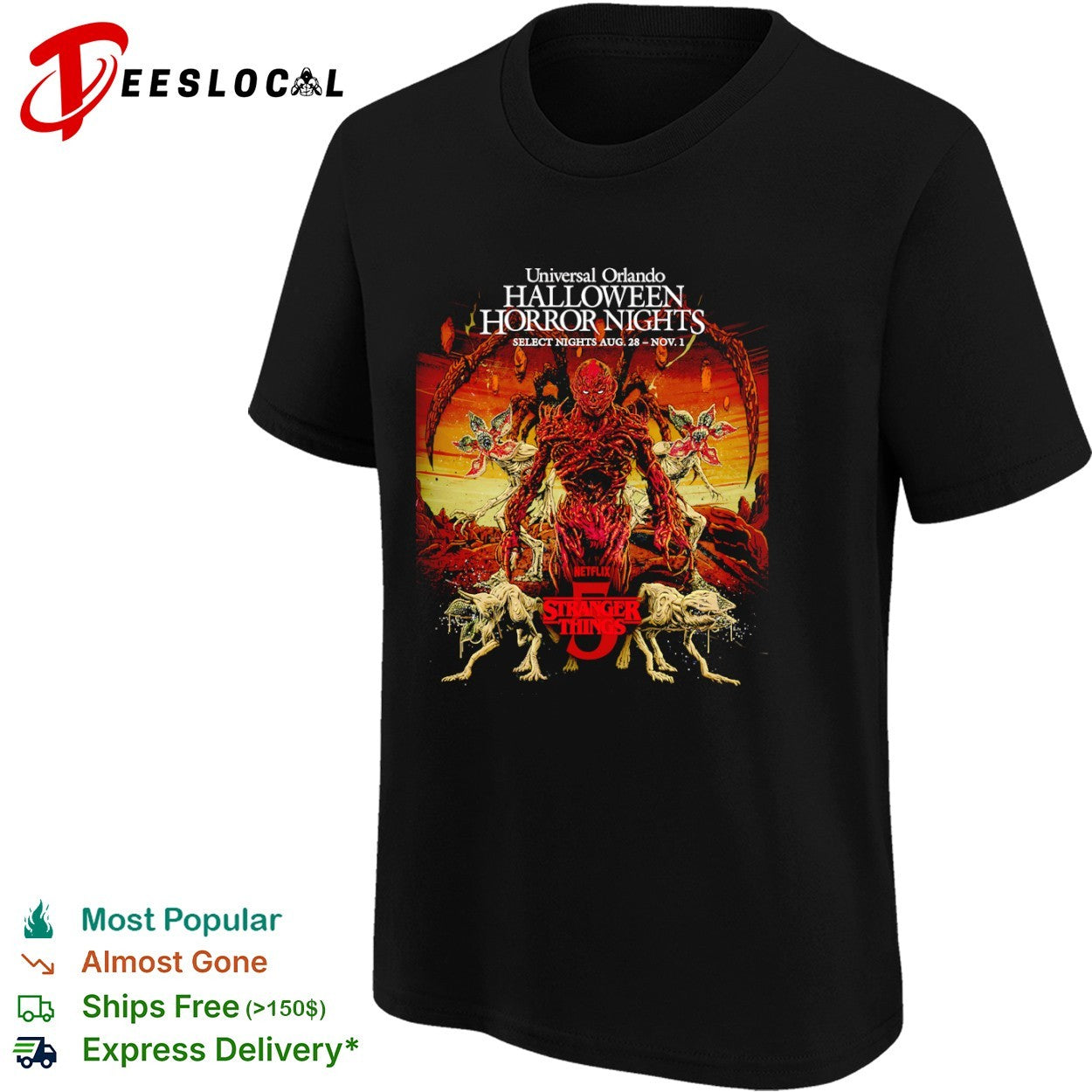 Stranger Things 5 Universal Orlando Halloween Horror Nights select nights shirt