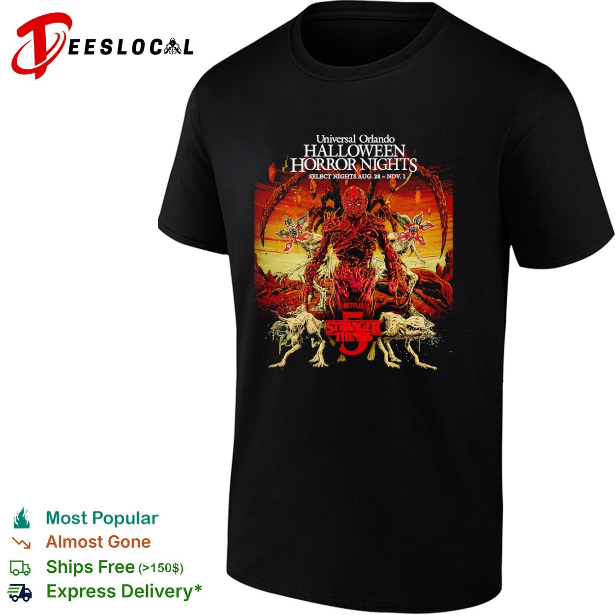 Stranger Things 5 Universal Orlando Halloween Horror Nights select nights shirt